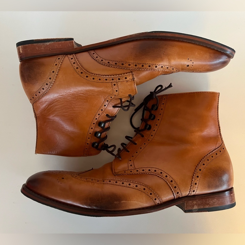 3DM Lifestyle Men's Leather Wingtip Brogue Boot Tan, size 12 - Picture 7 of 13